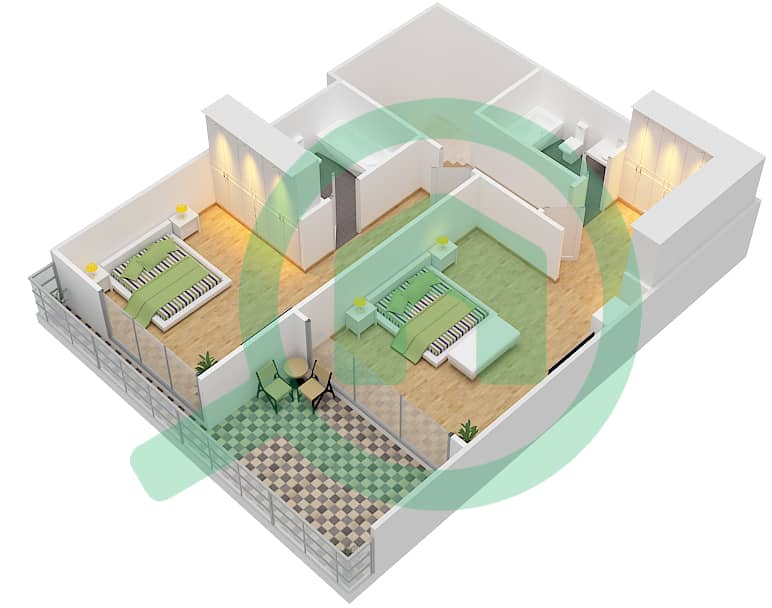 Golf Terrace - 2 Bedroom Apartment Type F Floor plan Podium Floor interactive3D