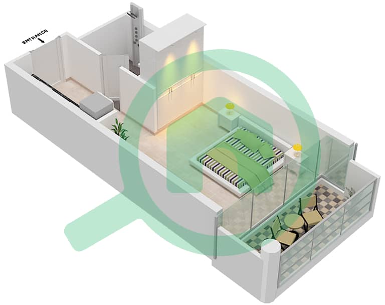 المخططات الطابقية لتصميم الوحدة 4 FLOOR 3-5 شقة استوديو - Golf Terrace A Floor 3-5 interactive3D