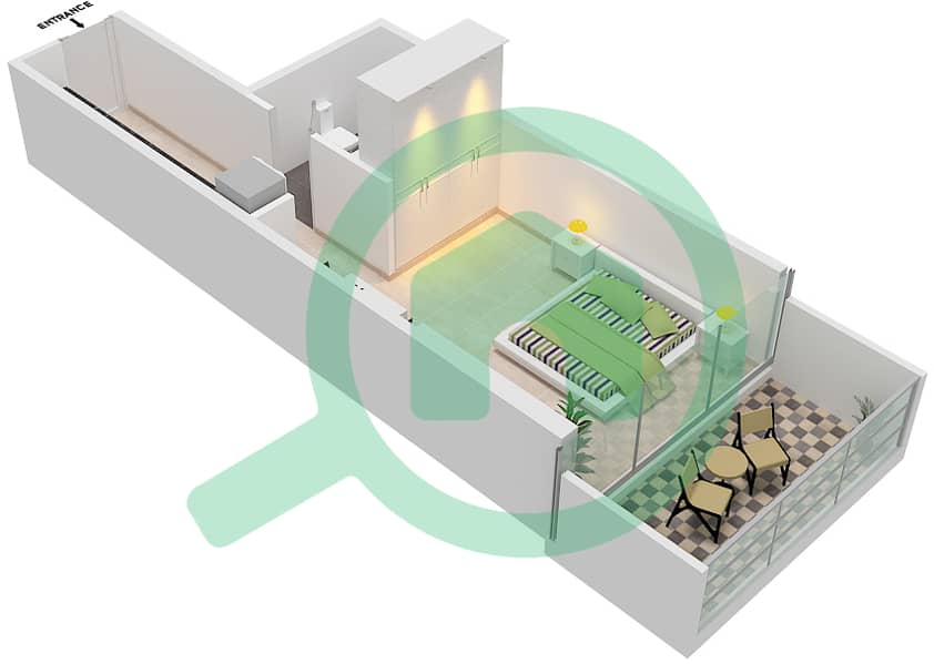 المخططات الطابقية لتصميم الوحدة 6 FLOOR 3-5 شقة استوديو - Golf Terrace A interactive3D