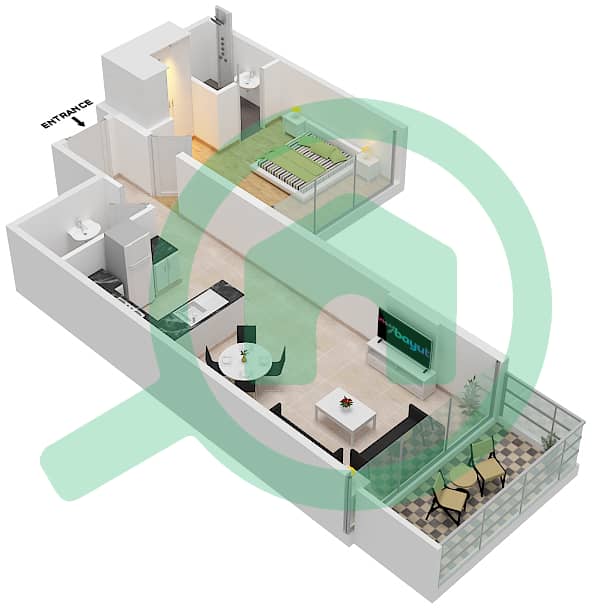 المخططات الطابقية لتصميم الوحدة 8 FLOOR 3-4 شقة 1 غرفة نوم - Golf Terrace A interactive3D