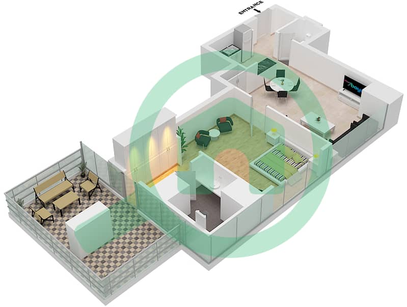 J One - 1 Bedroom Apartment Type 1 Floor plan interactive3D