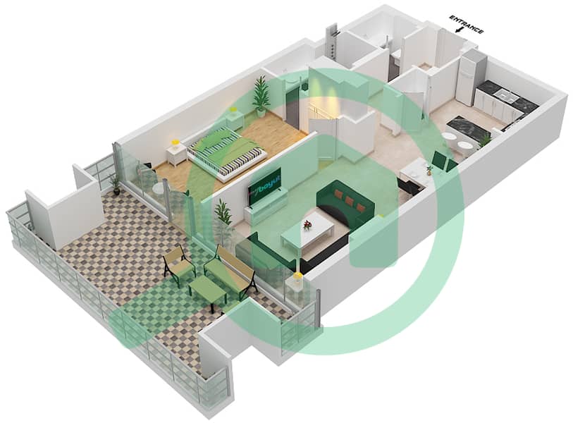 J One - 1 Bedroom Apartment Type 4 Floor plan interactive3D