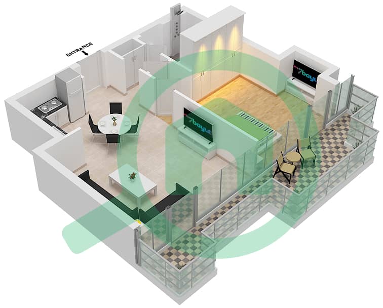 J One - 1 Bedroom Apartment Type 10 Floor plan interactive3D