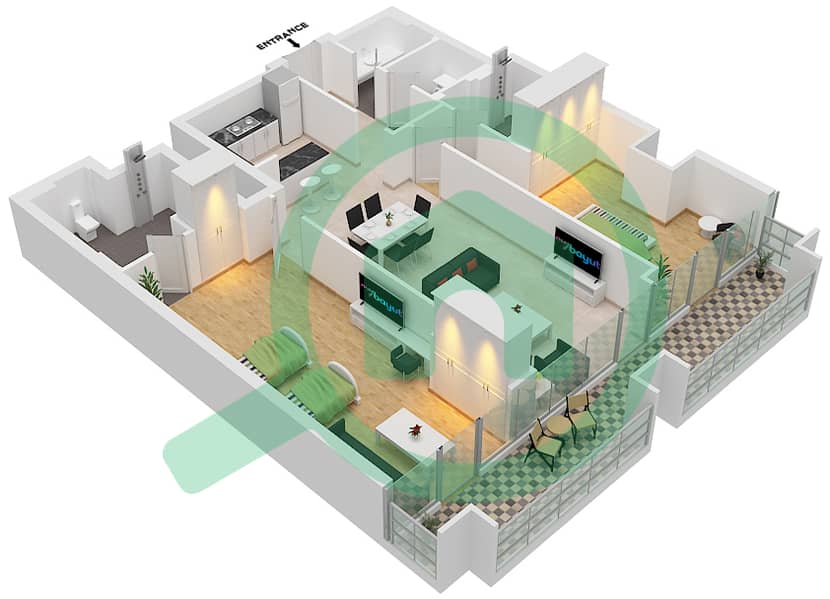 J One - 2 Bedroom Apartment Type 4 Floor plan interactive3D