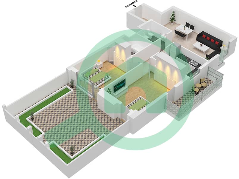 J One - 2 Bedroom Apartment Type 02 Floor plan interactive3D