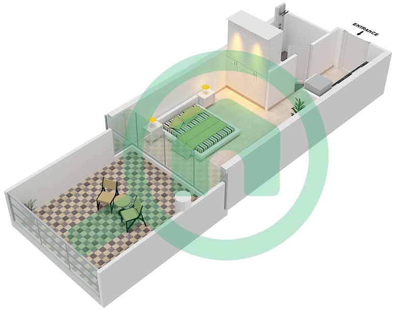 المخططات الطابقية لتصميم الوحدة 4 FLOOR 2 شقة استوديو - غولف تراسB Floor 2 interactive3D
