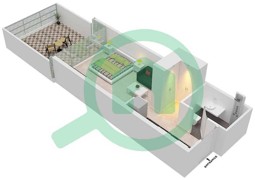 المخططات الطابقية لتصميم الوحدة 5 FLOOR 2 شقة استوديو - غولف تراسB interactive3D