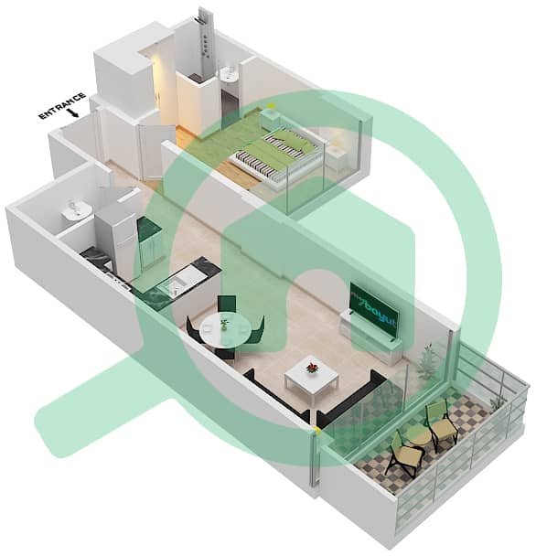 المخططات الطابقية لتصميم الوحدة 6 FLOOR 8 شقة 1 غرفة نوم - غولف تراسB Floor 8 interactive3D