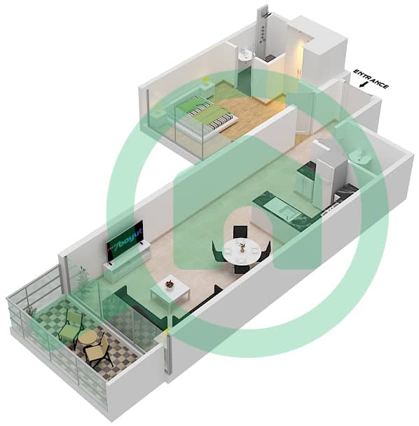 المخططات الطابقية لتصميم الوحدة 5 FLOOR 8 شقة 1 غرفة نوم - غولف تراسB Floor 8 interactive3D
