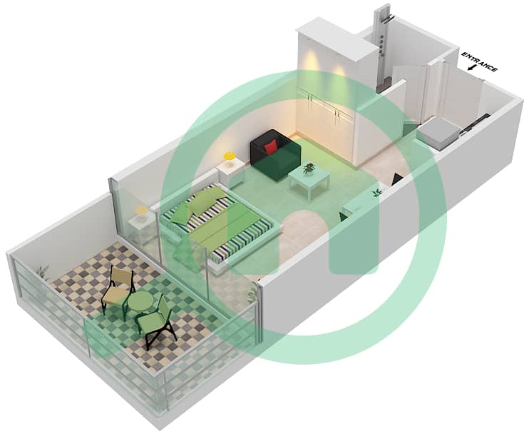 المخططات الطابقية لتصميم الوحدة 3 FLOOR 6-7 شقة استوديو - غولف تراسB Floor 6-7 interactive3D