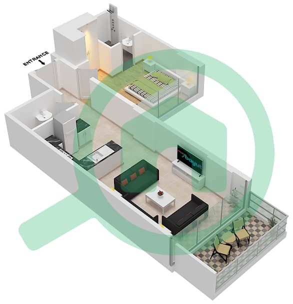 المخططات الطابقية لتصميم الوحدة 9 FLOOR 5 شقة 1 غرفة نوم - غولف تراسB Floor 5 interactive3D