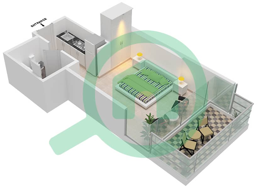 المخططات الطابقية لتصميم الوحدة 12 FLOOR 3-4 شقة استوديو - غولف تراسB Floor 3-4 interactive3D