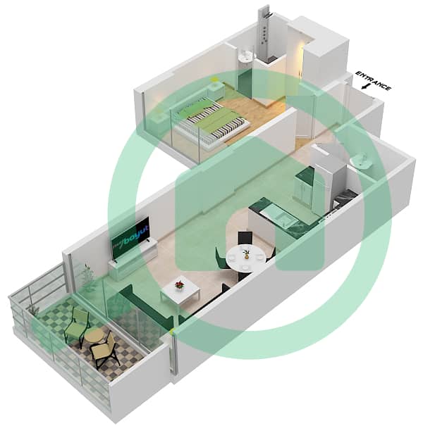 المخططات الطابقية لتصميم الوحدة 9 FLOOR 3-4 شقة 1 غرفة نوم - غولف تراسB Floor 3-4 interactive3D