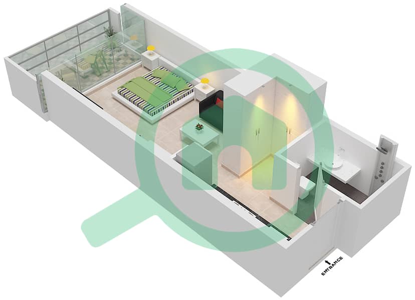المخططات الطابقية لتصميم الوحدة 5 FLOOR 3-5 شقة استوديو - غولف تراسB Floor 3-5 interactive3D