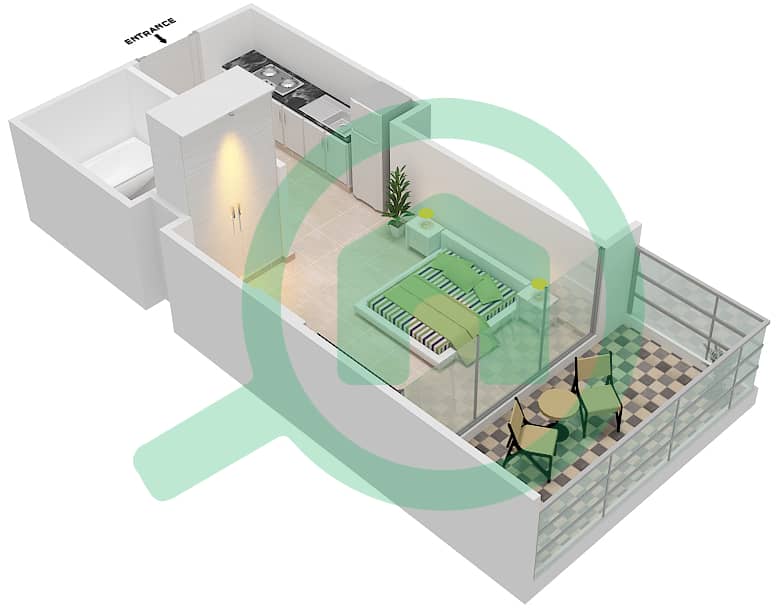 Aykon City - Studio Apartment Unit 4 FLOOR 12-70 Floor plan interactive3D