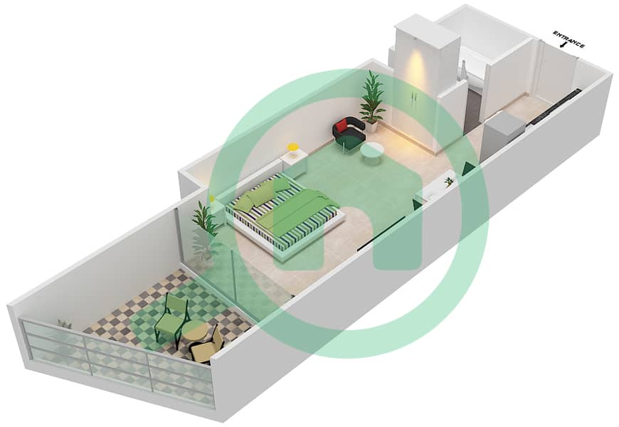 Aykon City - Studio Apartment Unit 8  FLOOR 40-41 Floor plan interactive3D