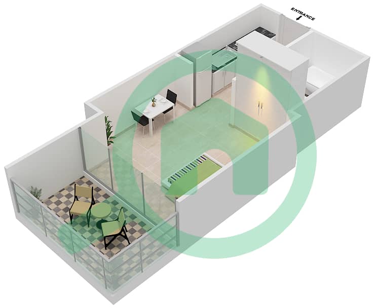 爱康城 - 单身公寓单位11  FLOOR 12-39,42-56戶型图 interactive3D