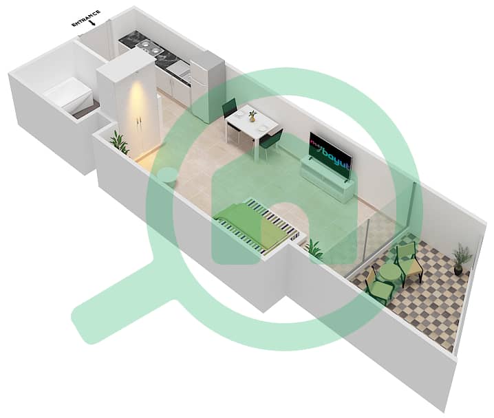爱康城 - 单身公寓单位11  FLOOR 57-70戶型图 interactive3D