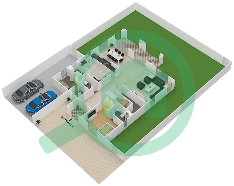 Ла Куинта - Вилла 5 Cпальни планировка Тип 3 Ground Floor interactive3D