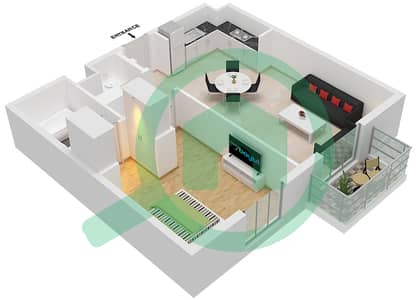 المخططات الطابقية لتصميم الوحدة 01 FLOOR 3-6 شقة 1 غرفة نوم - نور ريزيدنسيز