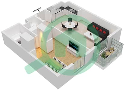 المخططات الطابقية لتصميم الوحدة 02 FLOOR 2-6 شقة 1 غرفة نوم - نور ريزيدنسيز