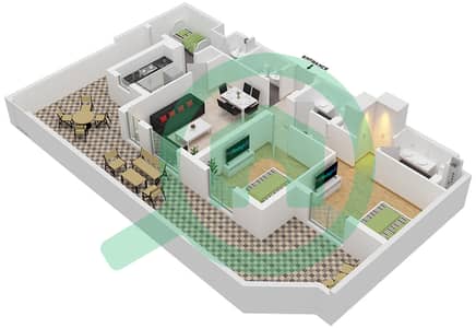 المخططات الطابقية لتصميم الوحدة 13 FLOOR 2-4 شقة 2 غرفة نوم - نور ريزيدنسيز