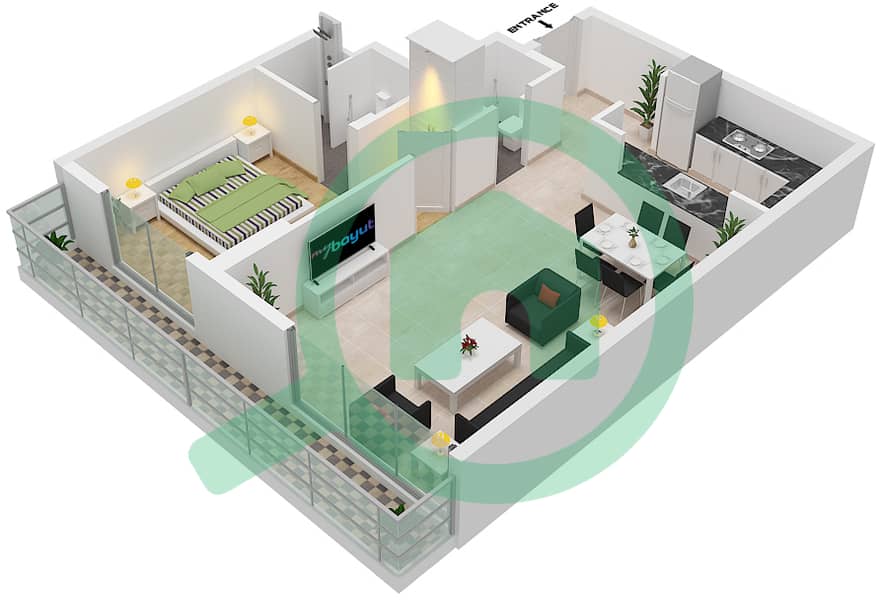 Blue Bay Walk - 1 Bedroom Apartment Type 4-A Floor plan interactive3D