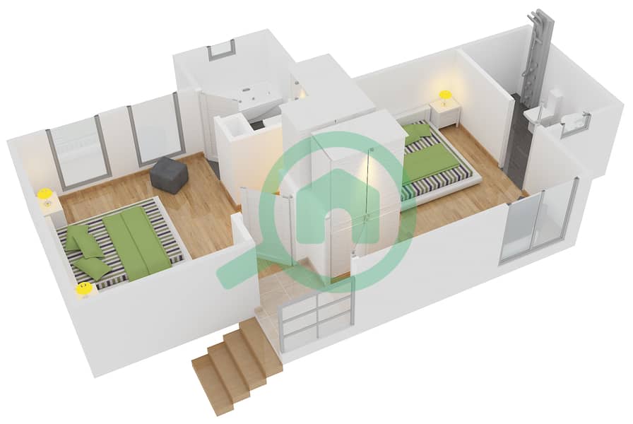 Амаранта - Таунхаус 2 Cпальни планировка Единица измерения D First Floor interactive3D