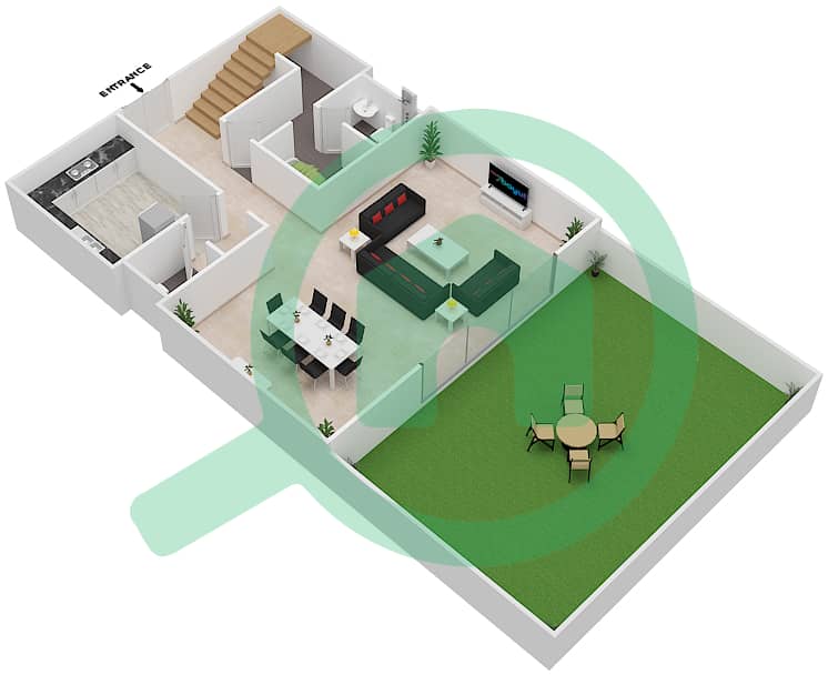Golf Veduta - 2 Bedroom Townhouse Type E Floor plan Ground Floor image3D
