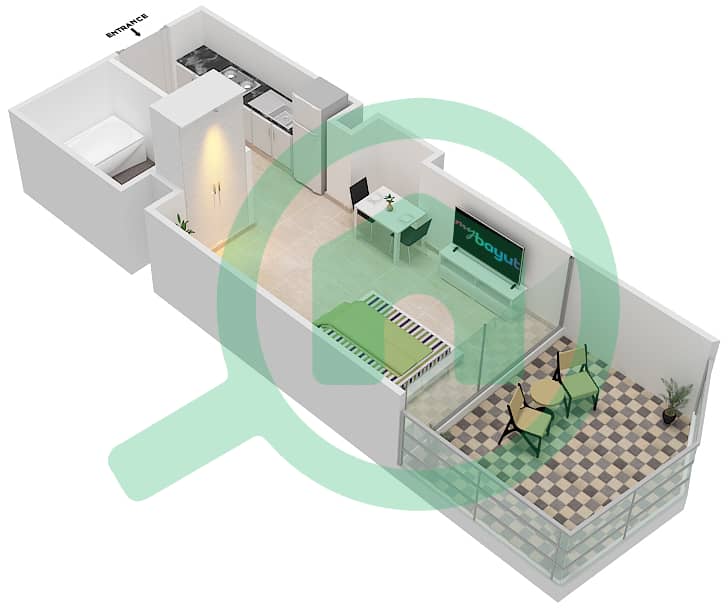 爱康城 - 单身公寓单位12  FLOOR 40-41戶型图 interactive3D