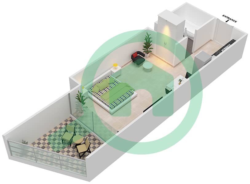 爱康城 - 单身公寓单位13  FLOOR 44-56戶型图 interactive3D