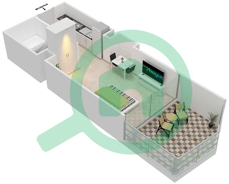 المخططات الطابقية لتصميم الوحدة 14  FLOOR 63-69 شقة استوديو - آيكون سيتي interactive3D
