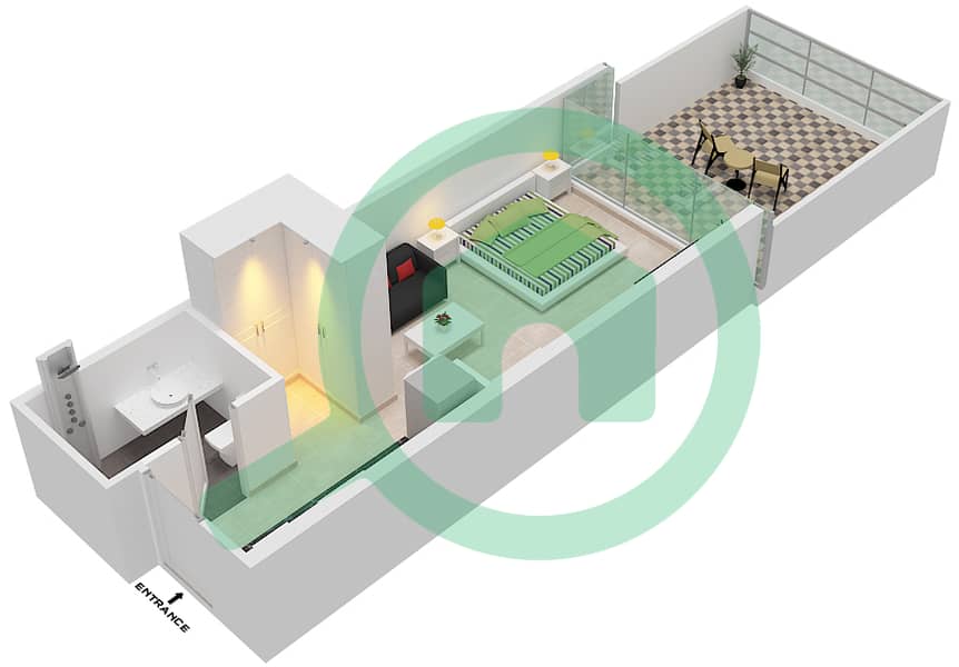 المخططات الطابقية لتصميم الوحدة 5 شقة استوديو - غولف فيدوتا A Floor 2 image3D