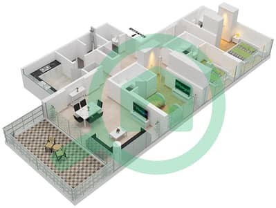 المخططات الطابقية لتصميم الوحدة 2 FLOOR 5 شقة 3 غرف نوم - غولف فيدوتا A