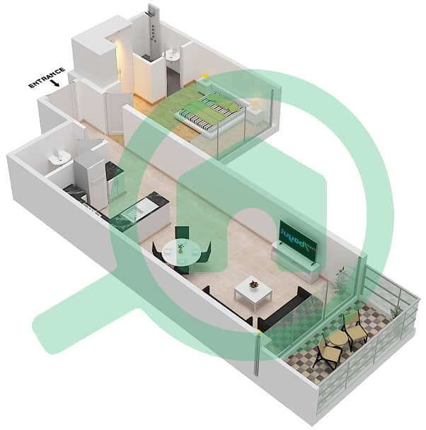 المخططات الطابقية لتصميم الوحدة 8 FLOOR 5 شقة 1 غرفة نوم - غولف فيدوتا A Floor 5 image3D