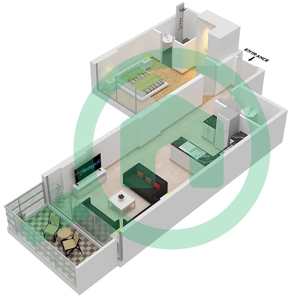 المخططات الطابقية لتصميم الوحدة 9 FLOOR 5 شقة 1 غرفة نوم - غولف فيدوتا A Floor 5 image3D