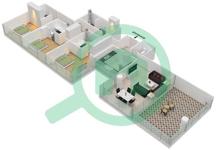 高尔夫维杜公寓A座 - 3 卧室公寓单位1 FLOOR 6戶型图