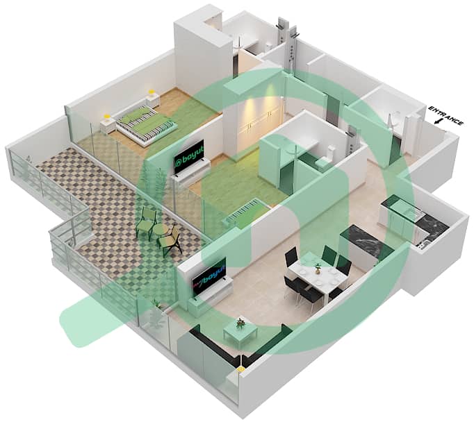 المخططات الطابقية لتصميم الوحدة 4 FLOOR 6-7 شقة 2 غرفة نوم - غولف فيدوتا A Floor 6-7 image3D