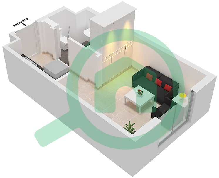 Sapphire Beach Residence by Eagle Hills - Studio Apartment Type/unit A1/210,221,310,321,617 Floor plan interactive3D