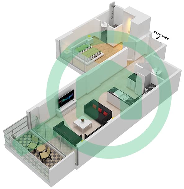 Гольф Ведута A - Апартамент 1 Спальня планировка Единица измерения 7 FLOOR 6-7 Floor 6-7 image3D