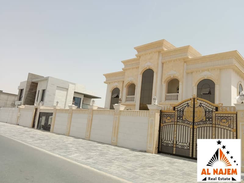 For sale, a very luxurious villa, a stone, with full central air conditioning, in the Al Hoshi area in Sharjah, with the possibility of bank financing, cash or housing