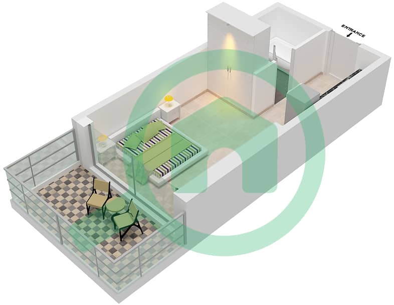المخططات الطابقية لتصميم الوحدة 2  FLOOR 12-37 شقة استوديو - آيكون سيتي interactive3D