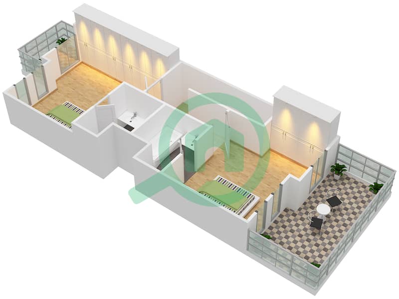 المخططات الطابقية لتصميم النموذج 4 فیلا 3 غرف نوم - ميرابيلا 5 Second Floor interactive3D