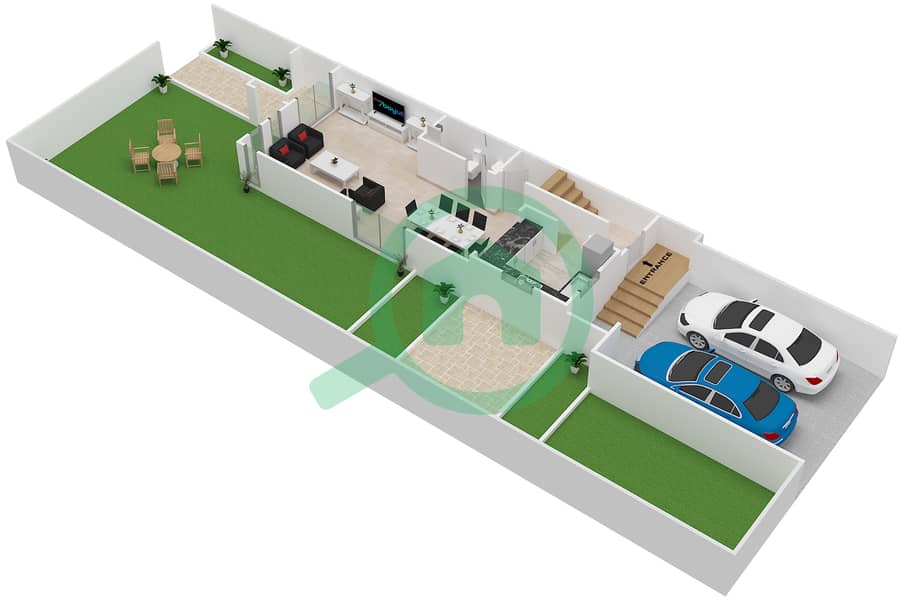 米拉贝拉联排别墅5区 - 3 卧室别墅类型4戶型图 Ground Floor interactive3D