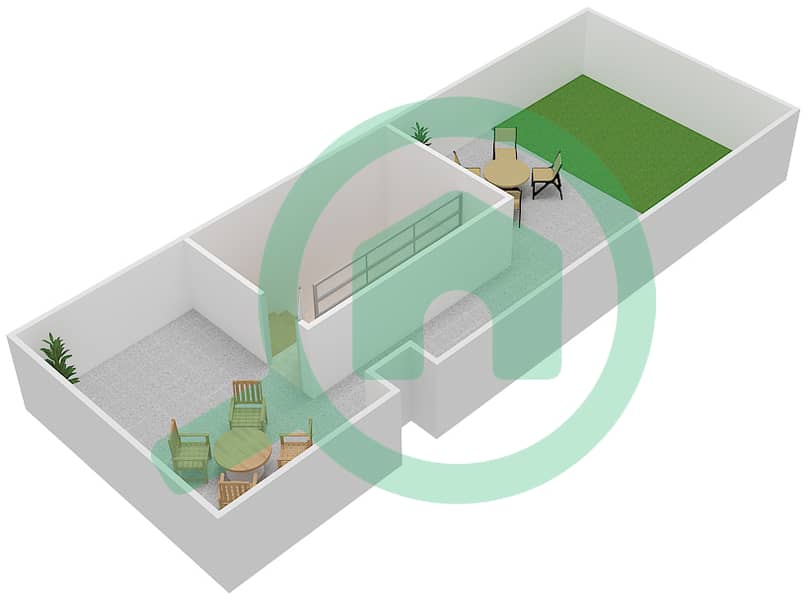 桑葚园联排别墅 - 3 卧室别墅类型A戶型图 Roof interactive3D