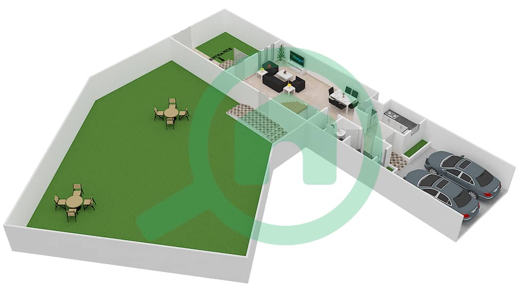 Малберри Парк - Вилла 3 Cпальни планировка Тип B Ground Floor interactive3D