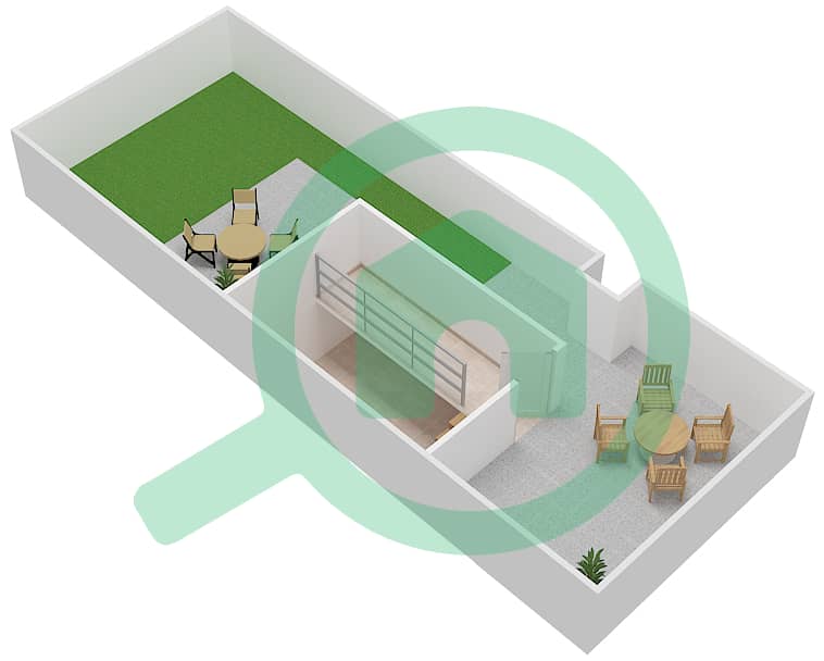 桑葚园联排别墅 - 3 卧室别墅类型B戶型图 Roof interactive3D