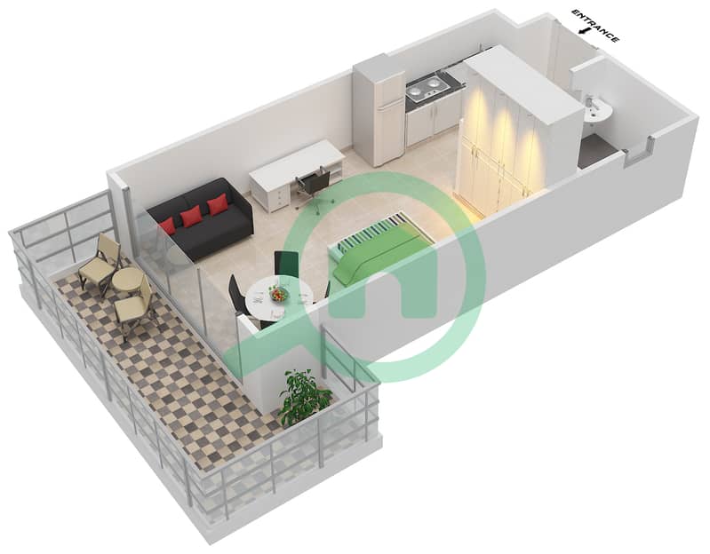 المخططات الطابقية لتصميم النموذج / الوحدة A/5,11 شقة استوديو - مساكن النخبة 7 interactive3D