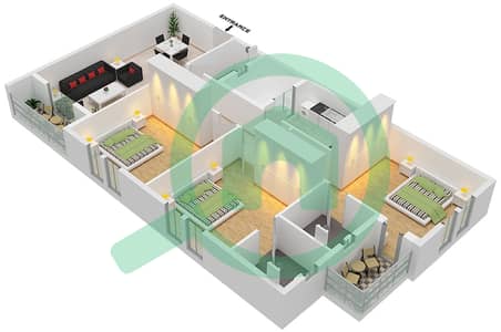 JR Residence 1 - 3 Bedroom Apartment Unit 102 Floor plan
