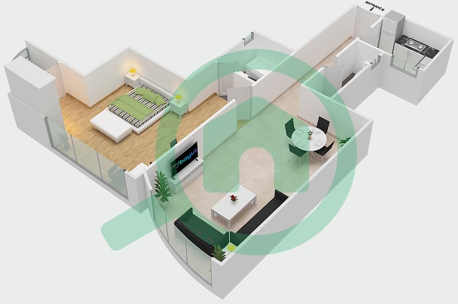 Sahara Tower 2 - 1 Bedroom Apartment Unit 10 Floor plan interactive3D